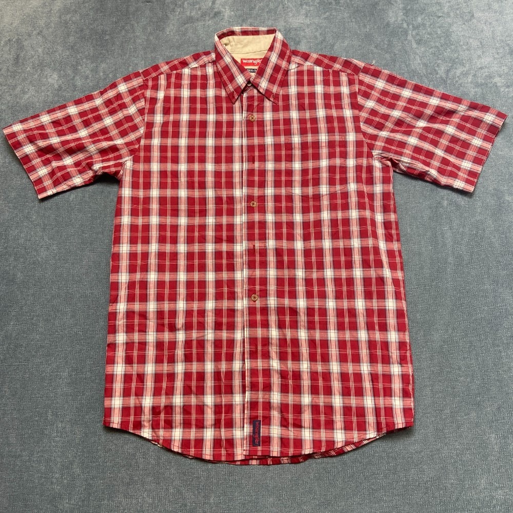 Wrangler Shirt Mens Small Multicolor Plaid Cotton Wrinkle Resistant Button Down